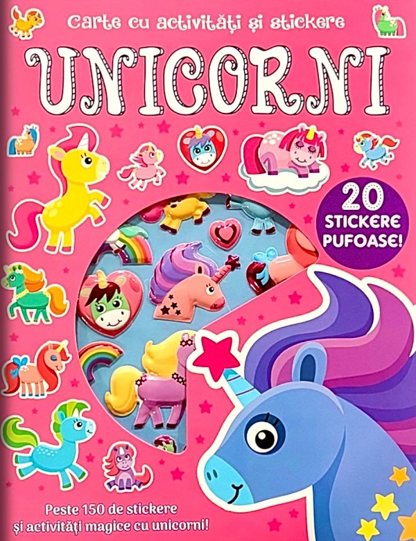 Coperta cărții 'Unicorni: 20 stickere pufoase! Carte cu activități și stickere'