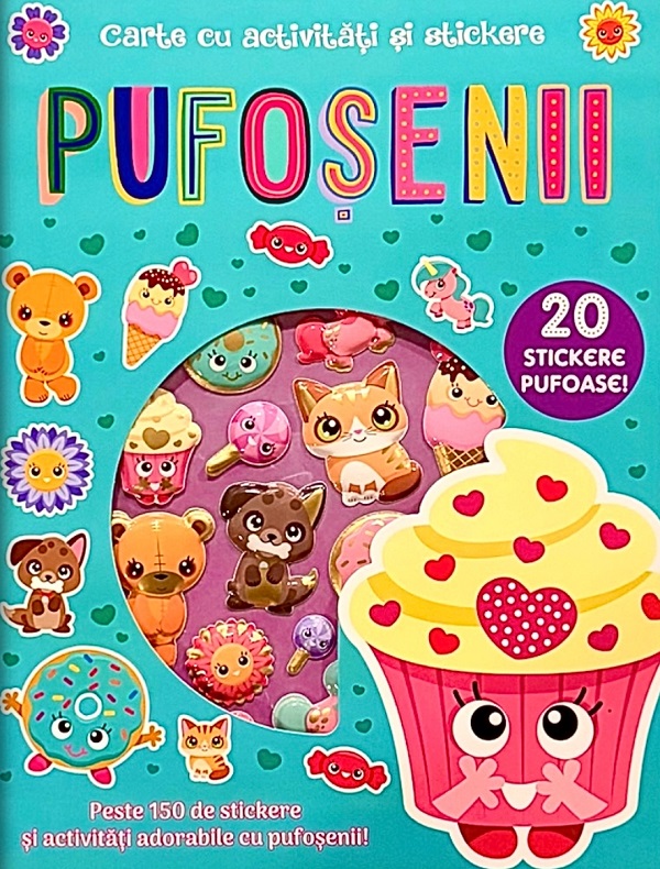 Coperta cărții 'Pufoșenii: 20 stickere pufoase! Carte cu activități și stickere'