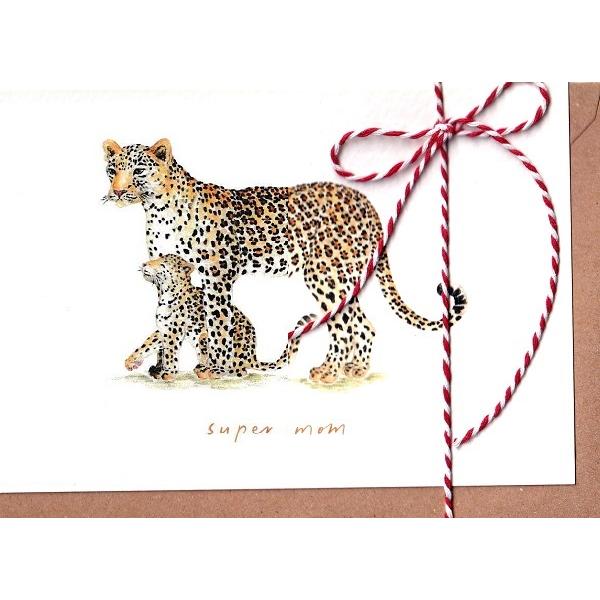 Felicitare martisor: Super Mom Leopard. Mai Colorat