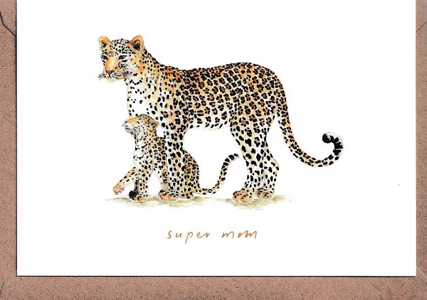Felicitare: Super Mom Leopard. Mai Colorat
