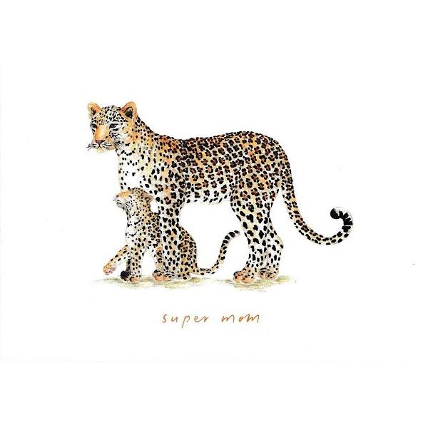 Felicitare: Super Mom Leopard. Mai Colorat