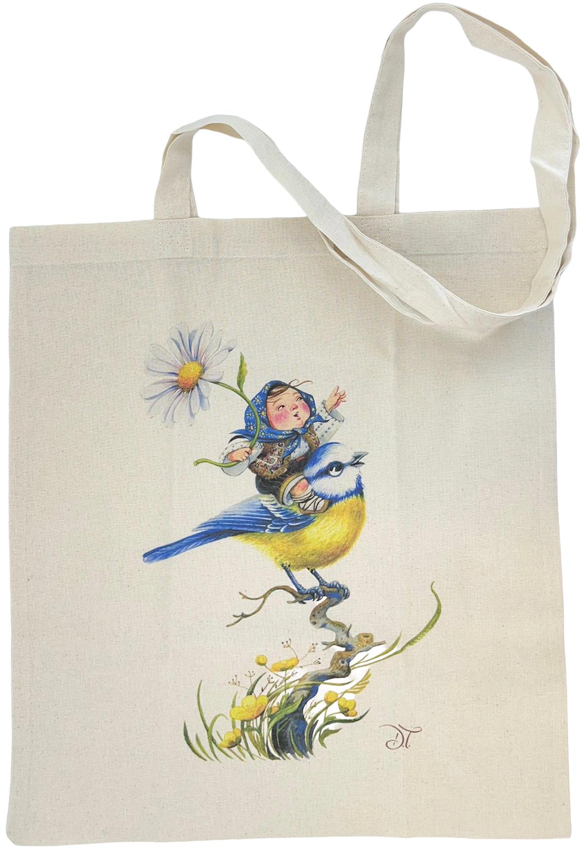 Imaginea produsului 'Sacoșă textilă: Călare pe pițigoi'