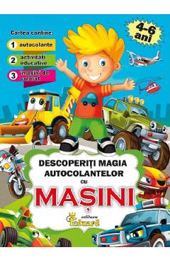 Coperta cărții 'descoperiti magia autocolantelor cu masini'