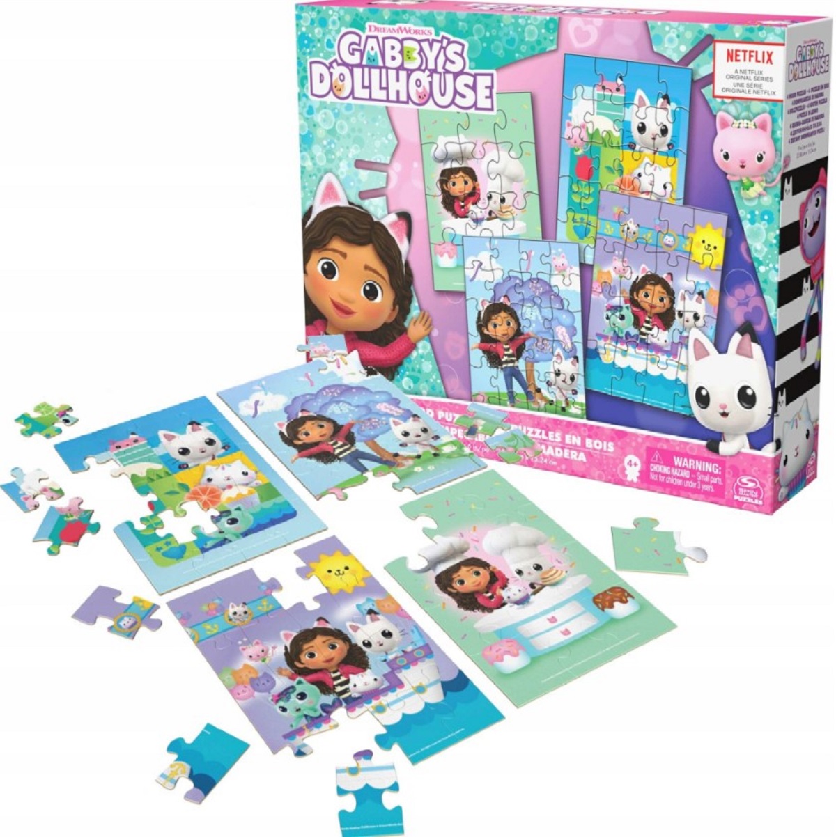 Imaginea produsului 'Set 4 puzzle din lemn. Gabbys Dollhouse'