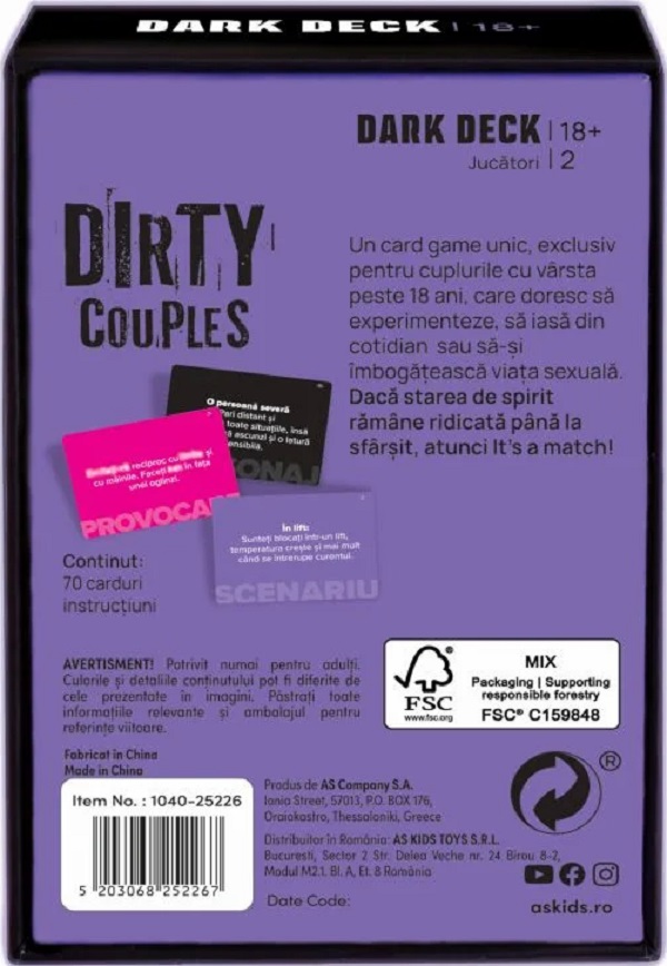 Imaginea produsului 'Joc de cărți pentru adulți: Dark Deck. Dirty Couples'
