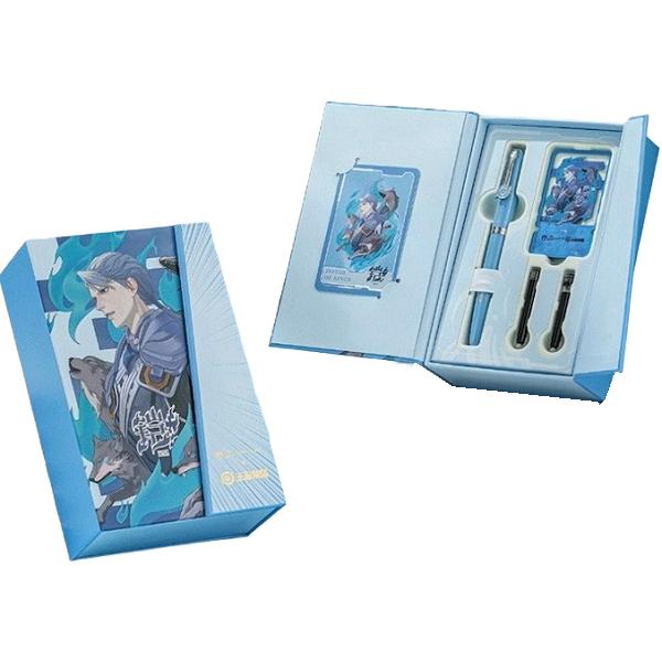 Set Stilou albastru + 2 cartuse + Semn carte magnet