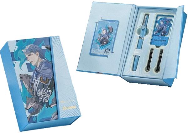 Set Stilou albastru + 2 cartuse + Semn carte magnet