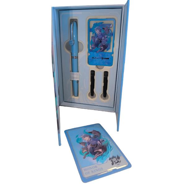 Set Stilou albastru + 2 cartuse + Semn carte magnet