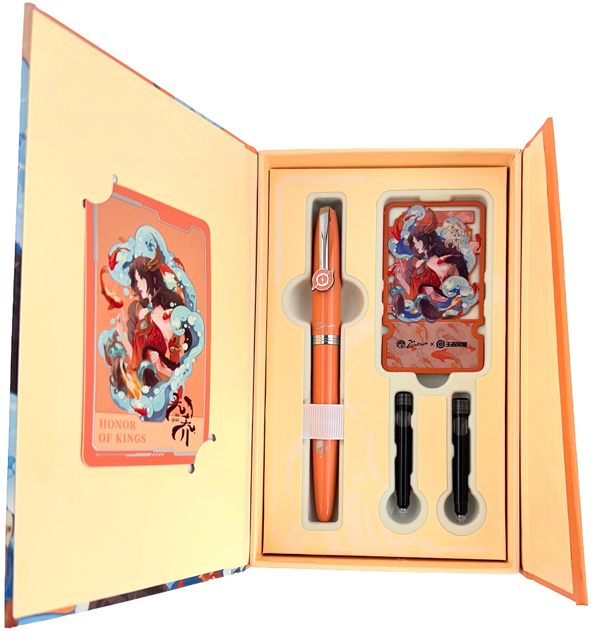 Imaginea produsului 'Set Stilou portocaliu + 2 cartușe + semn de carte magnetic'