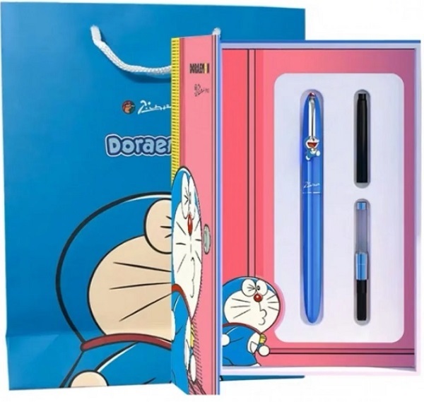 Set Stilou Doraemon albastru + 3 cartuse