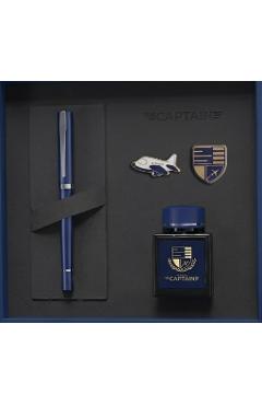 Imaginea produsului 'Set Plane Captain: Stilou albastru + călimară + 2 insigne metalice'