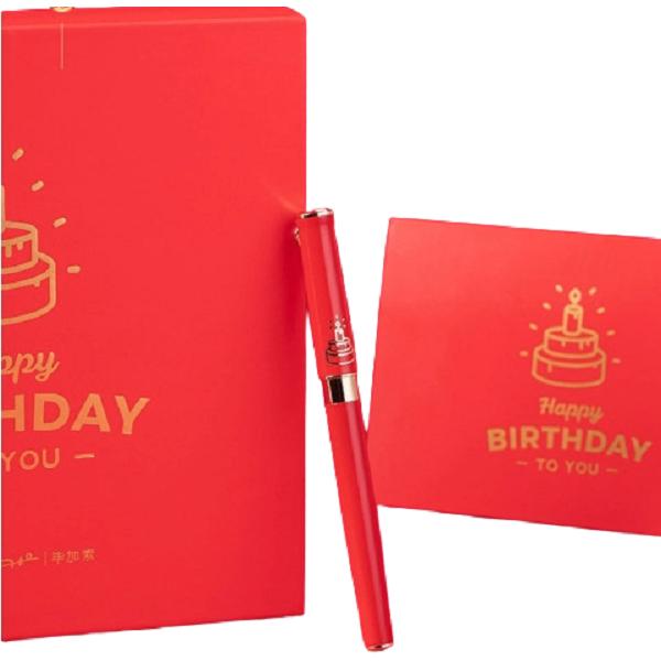 Set Happy Birthday: Stilou rosu + calimara cerneala