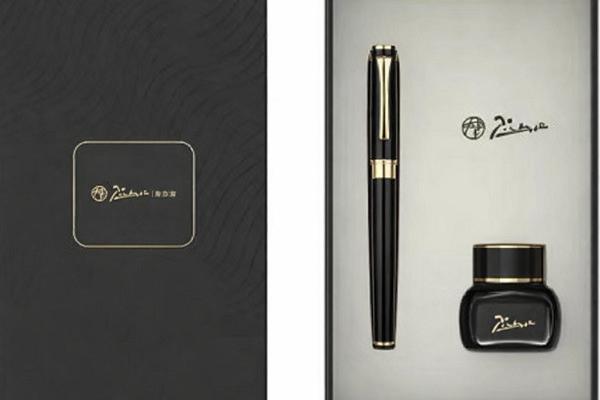 Set Stilou Polo negru + calimara cerneala