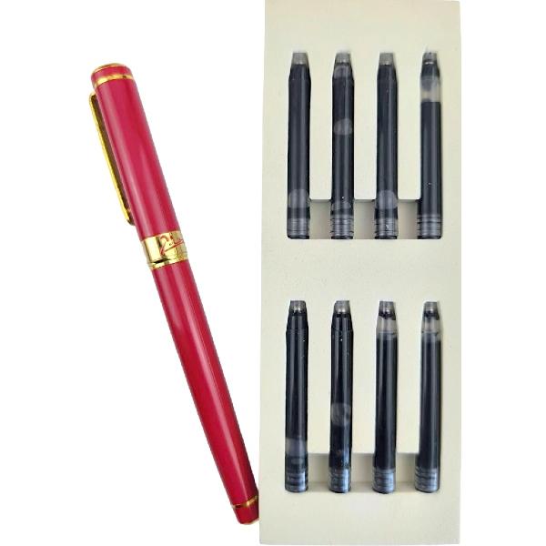 Set Stilou Brilliant Rosu + Agenda + 8 cartuse