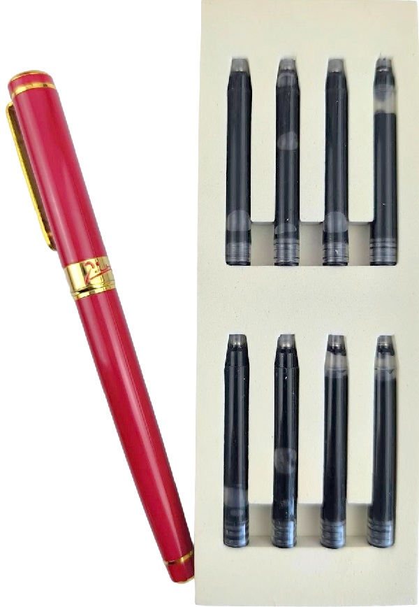 Imaginea produsului 'Set Stilou Brilliant Rosu + Agenda + 8 cartușe'