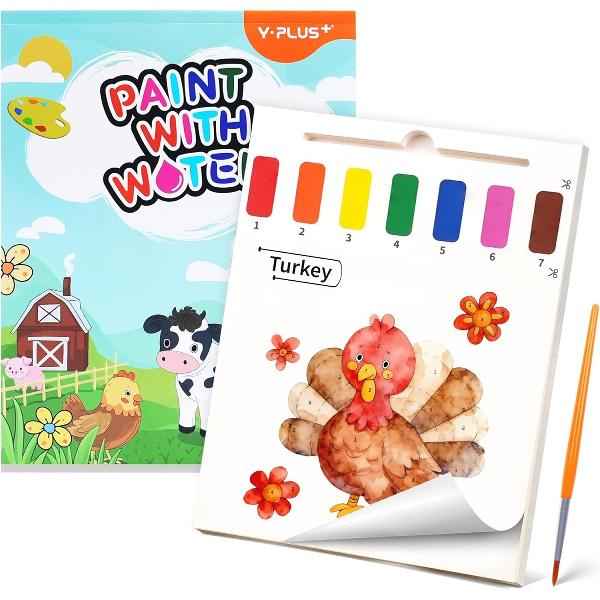 Carte activitati. Paint with water: Farm Animals