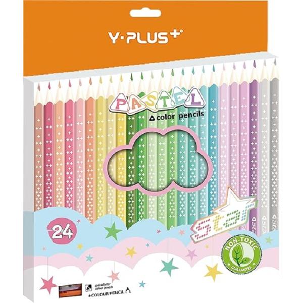 Set 24 creioane colorate pastel + ascutitoare