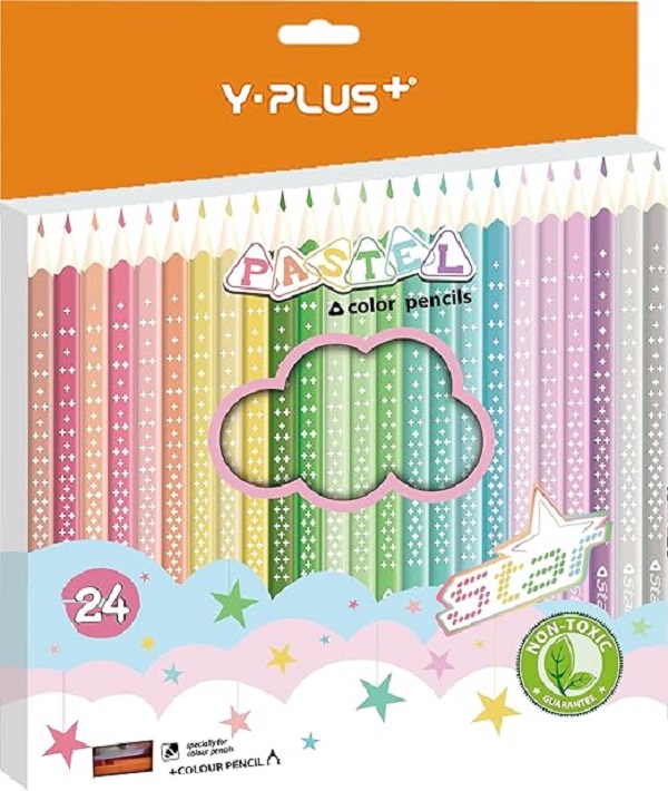 Imaginea produsului 'Set 24 creioane colorate pastel + ascuțitoare'