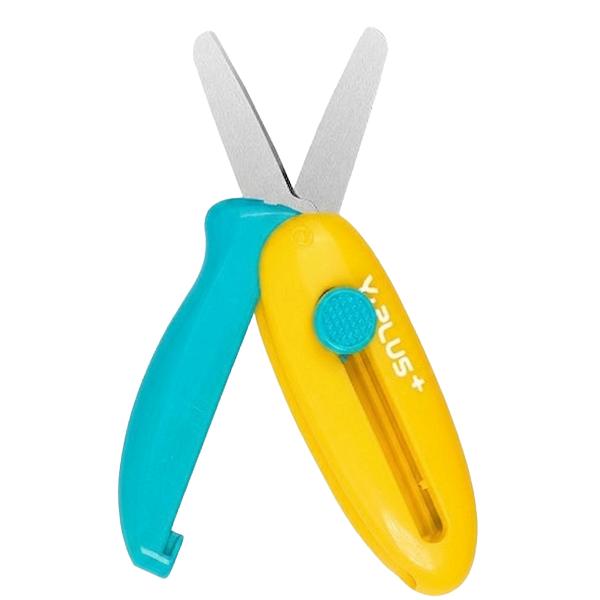 Foarfeca retractabila. Galben-turcoaz