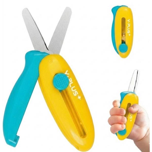 Foarfeca retractabila. Galben-turcoaz