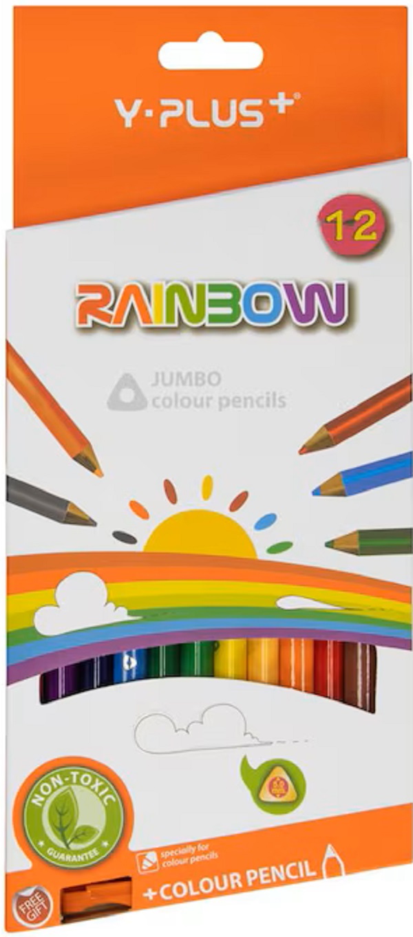 Imaginea produsului 'Set 12 creioane colorate Jumbo Rainbow + ascuțitioare'