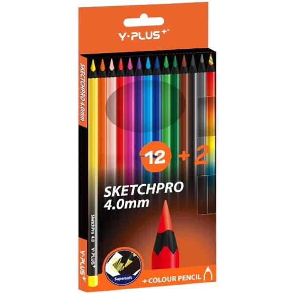 Set 12 + 2 creioane colorate. Sketchpro