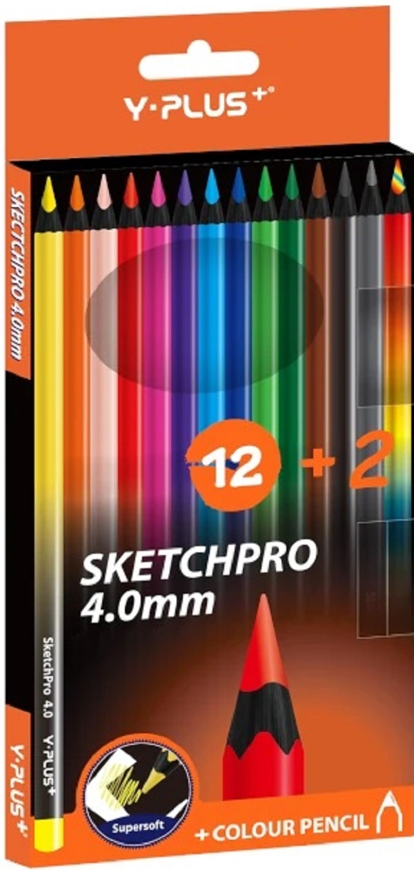 Set 12 + 2 creioane colorate. Sketchpro