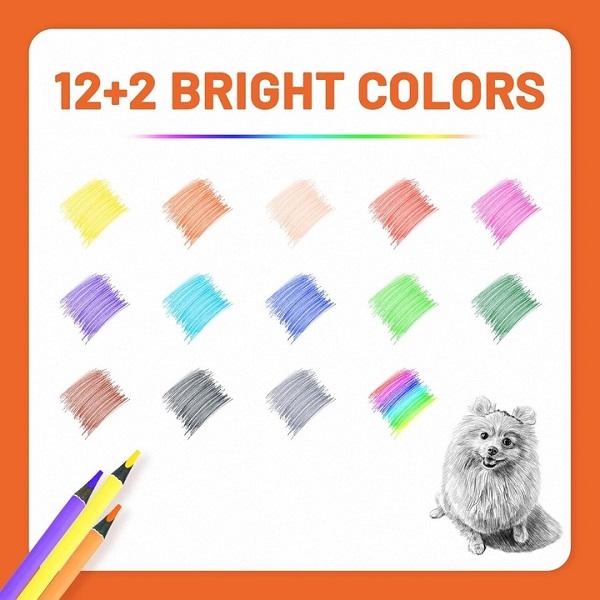 Set 12 + 2 creioane colorate. Sketchpro