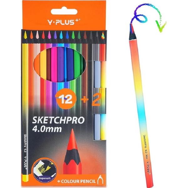 Set 12 + 2 creioane colorate. Sketchpro