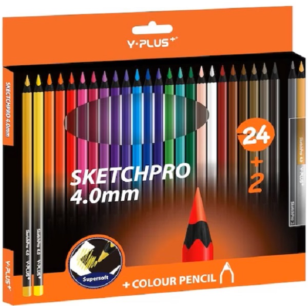 Set 24 + 2 creioane colorate. Sketchpro