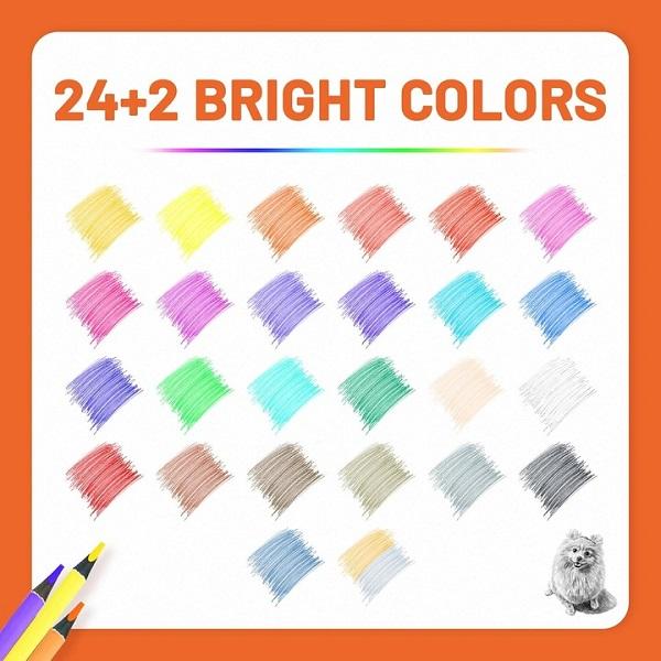 Set 24 + 2 creioane colorate. Sketchpro