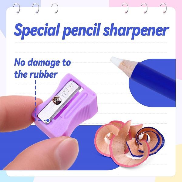 Set 3 radiere tip creion albastru + ascutitoare