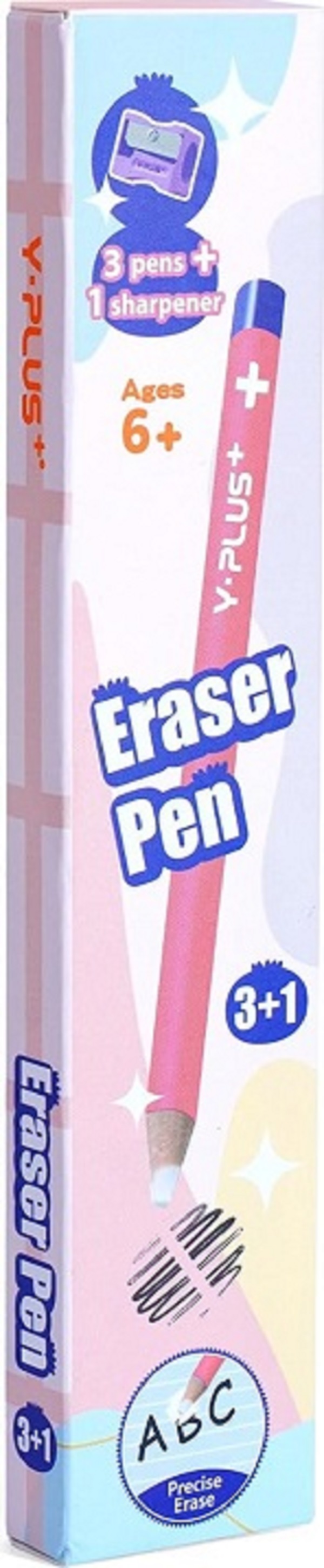 Imaginea produsului 'Set 3 radiere tip creion roz + ascuțitoare'