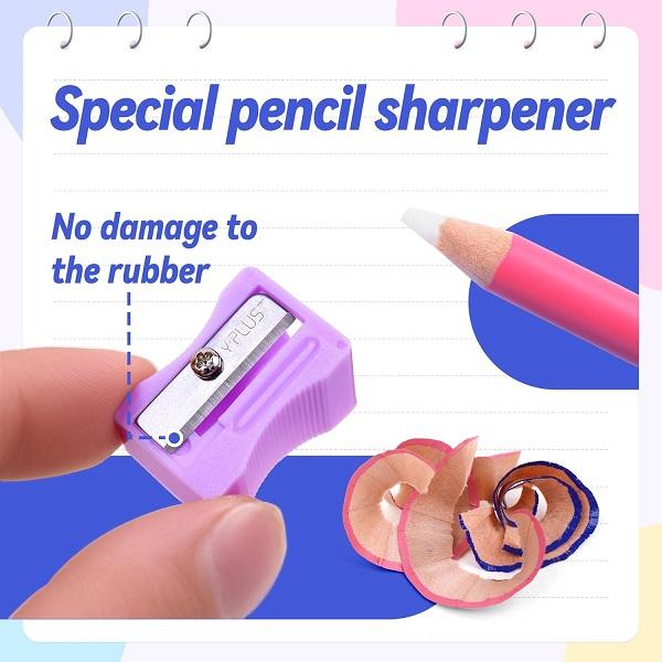 Set 3 radiere tip creion roz + ascutitoare