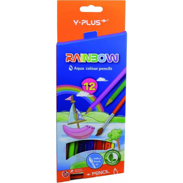 Set 12 creioane colorate Rainbow + ascutitioare + pensula
