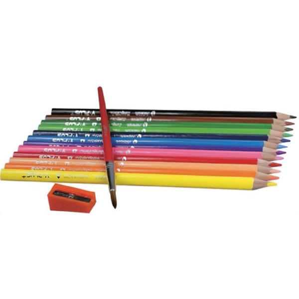 Set 12 creioane colorate Rainbow + ascutitioare + pensula