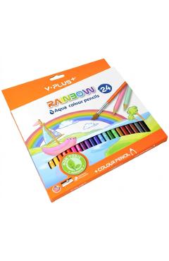 Imaginea produsului 'Set 24 creioane colorate rainbow + ascuțitoare + pensula'