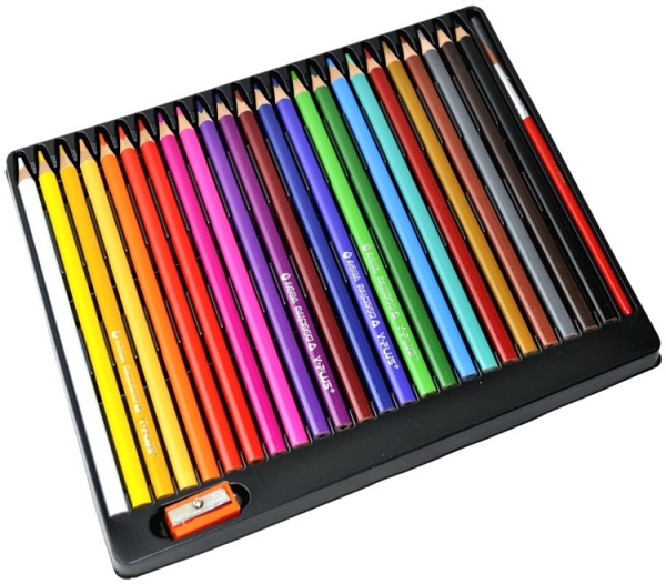 Imaginea produsului 'Set 24 creioane colorate rainbow + ascuțitoare + pensula'