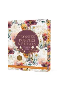 Coperta cărții 'Peonies, Poppies & Petals Coloring Book -'