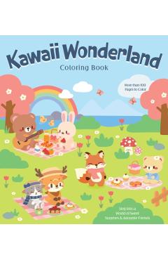 Coperta cărții 'Kawaii Wonderland Coloring Book -'