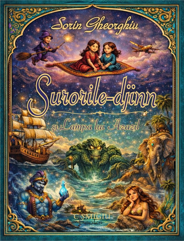 Coperta cărții 'Surorile-djinn și Lampa lui Azazil - Sorin Gheorghiu'