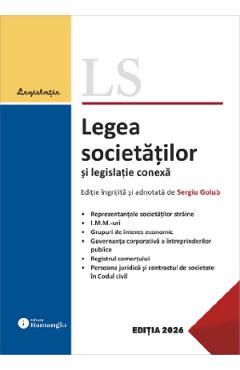 Coperta cărții 'Legea societăților și legislație conexă Act. 23 Februarie 2026'