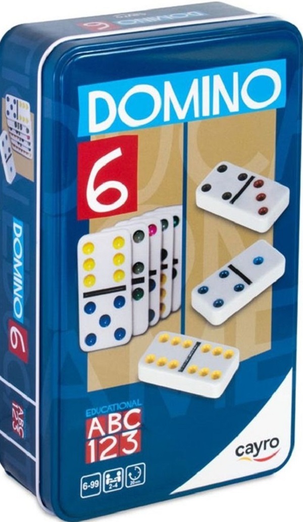 Imaginea produsului 'Domino clasic colorat în cutie metalică'