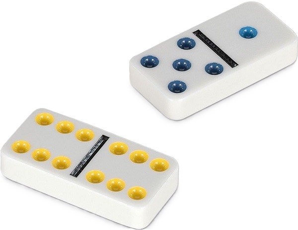 Imaginea produsului 'Domino clasic colorat în cutie metalică'