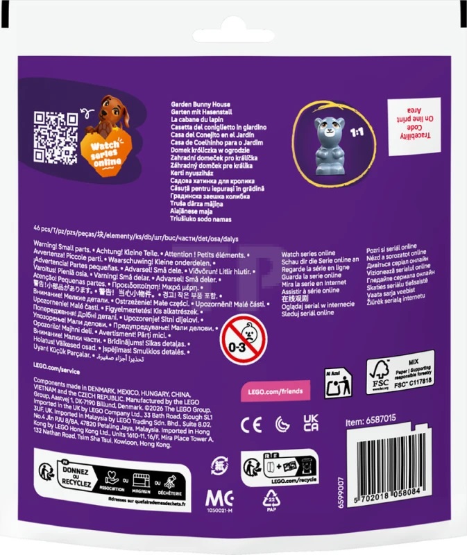 Imaginea produsului 'Lego Friends: Căsuță pentru iepurași în grădină'