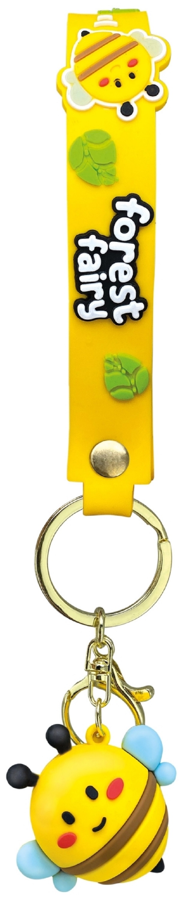 Breloc: I Love Spring cu charm si snur din silicon. Albina