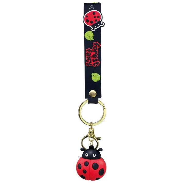 Breloc: I Love Spring cu charm si snur din silicon. Buburuză