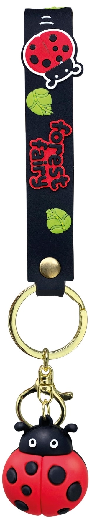 Breloc: I Love Spring cu charm si snur din silicon. Buburuză
