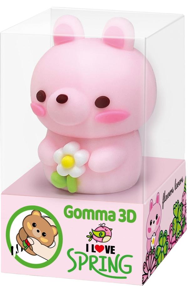 Radiera Flowers Lovers 3D. Ursulet roz