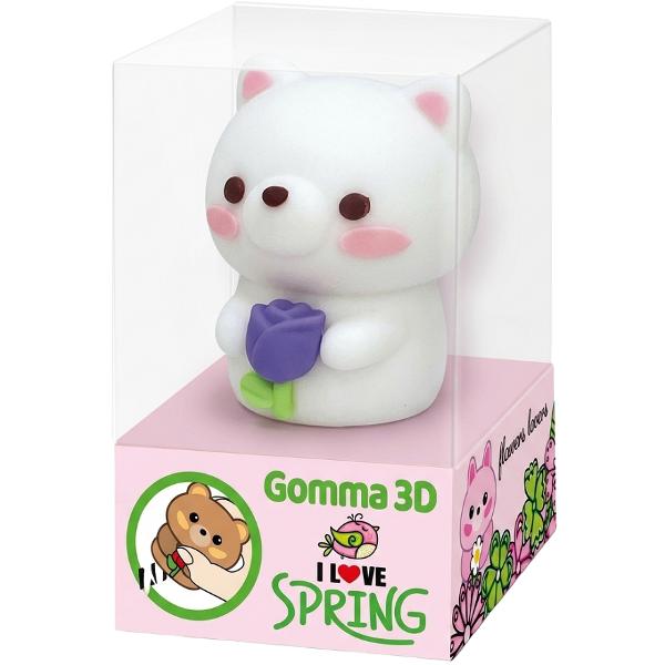 Radiera Flowers Lovers 3D. Ursulet alb